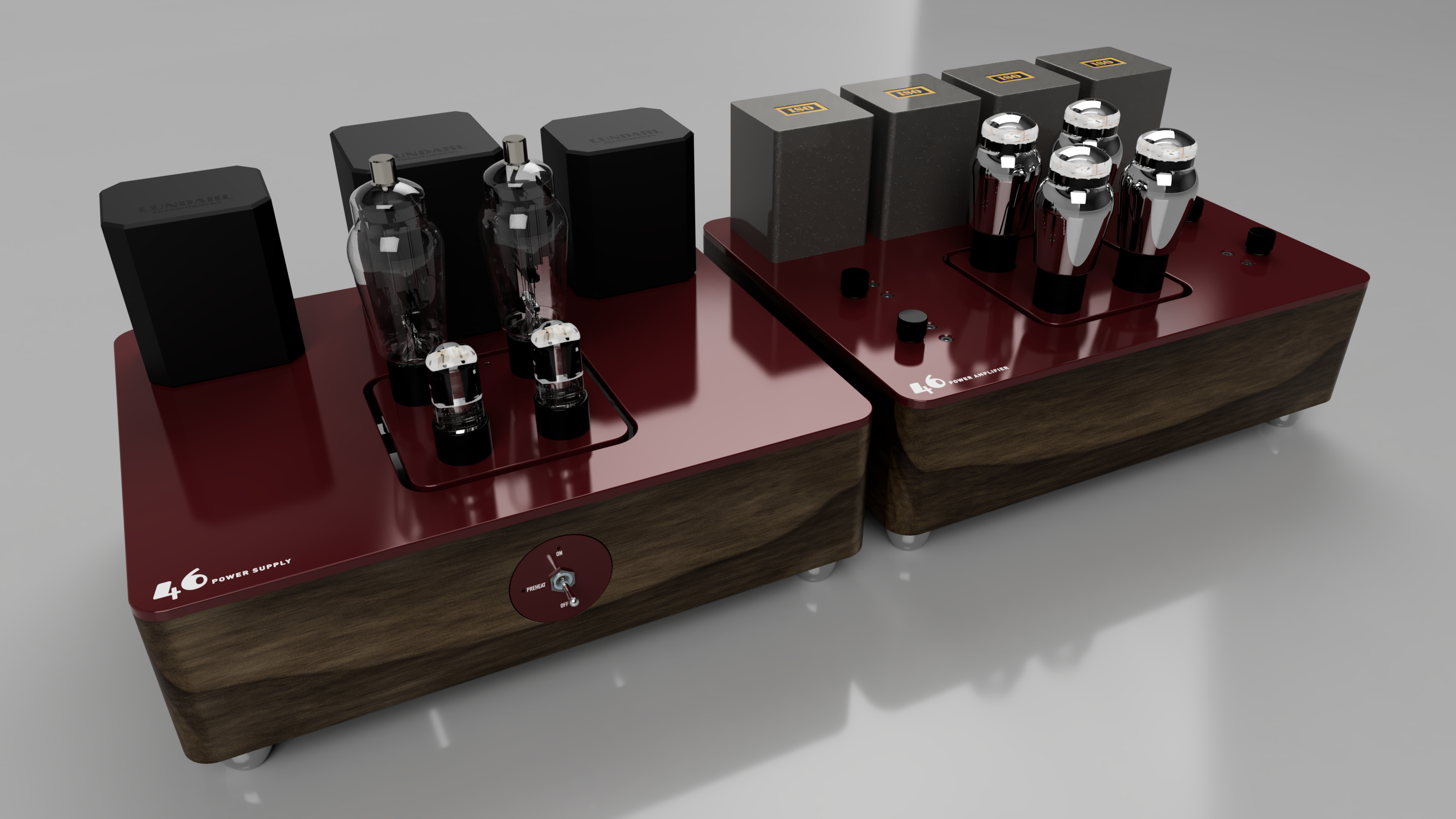 46 power amplifier with 866A mercury power supply left side