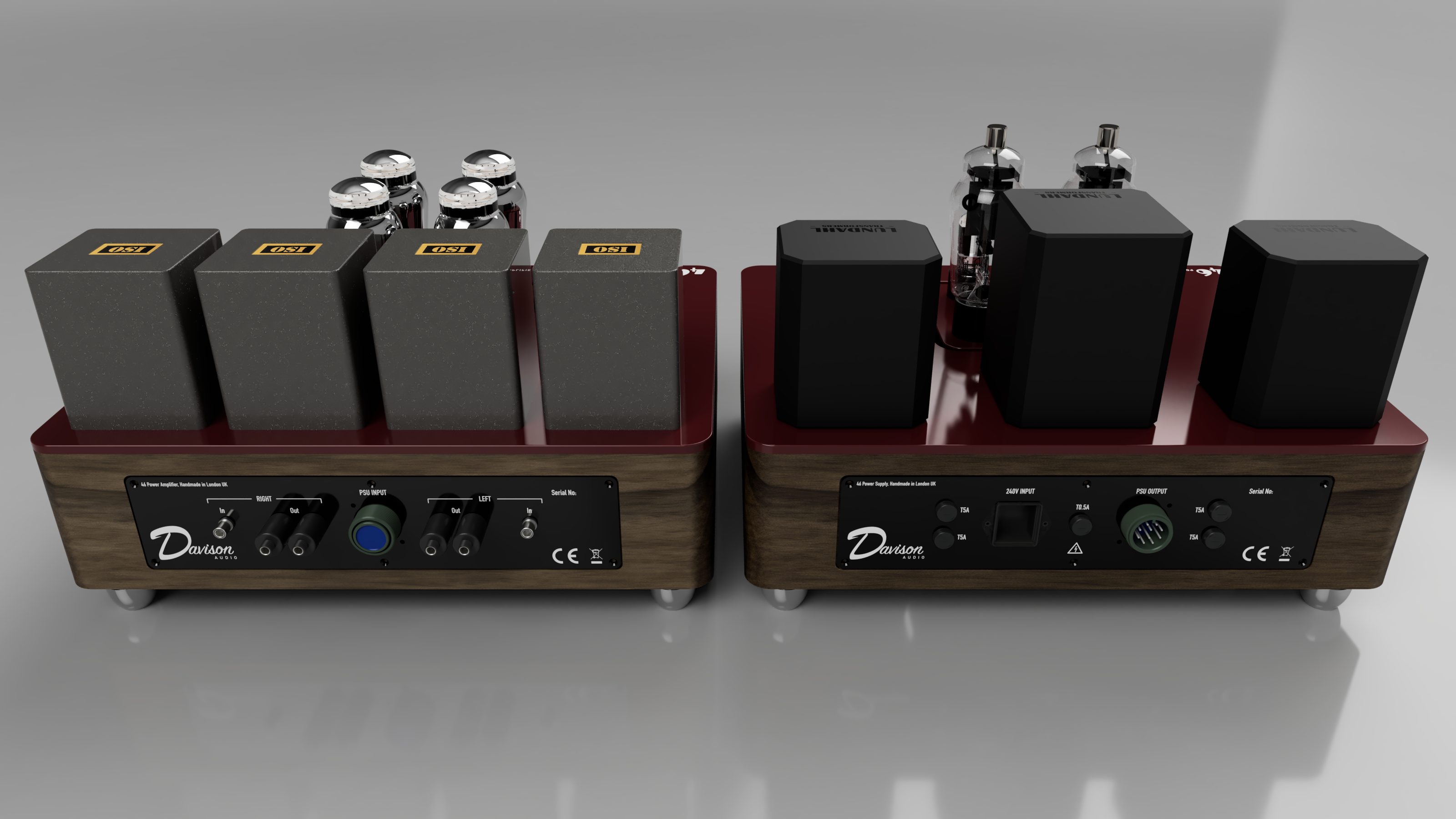 46 power amplifier with 866A mercury power supply rear